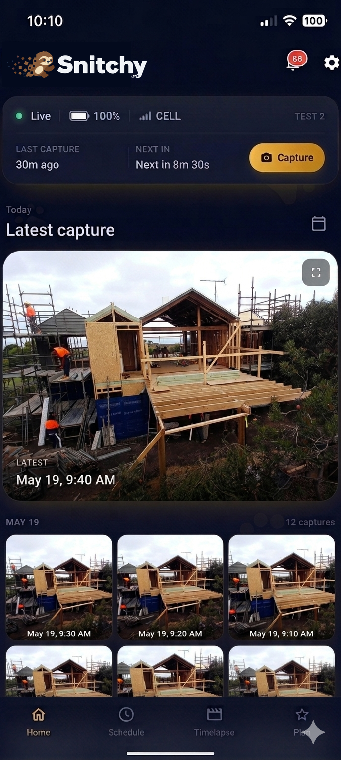 The Snitchy Dashboard app on your main phone