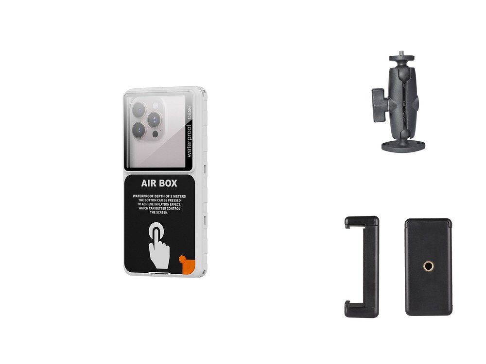 Mounting Kit: waterproof phone case, outdoor mount and phone holder